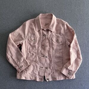 J. JILL COTTON LINEN LONG SLEEVE DENIM JACKET SIZE PM‎ PALE PINK BOHO COUNTRY CH